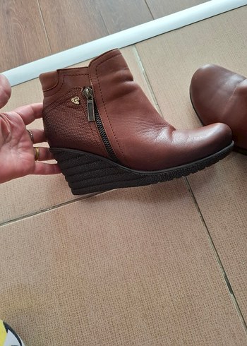 Deri Taba Kadın Dolgu Topuklu Bot - Görsel 4