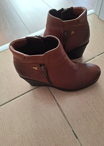 Deri Taba Kadın Dolgu Topuklu Bot - Görsel 6