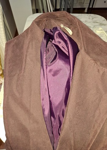 Kahverengi Uzun Süet Hamile Kaban - Görsel 6