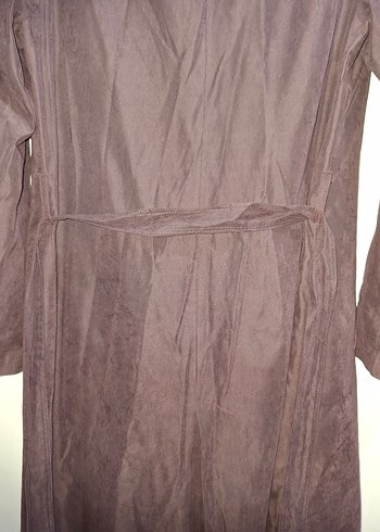 Kahverengi Uzun Süet Hamile Kaban - Görsel 5