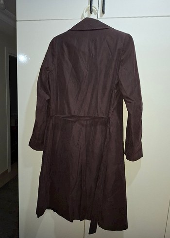 Kahverengi Uzun Süet Hamile Kaban - Görsel 4