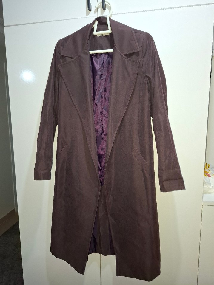 Kahverengi Uzun Süet Hamile Kaban - Görsel 2