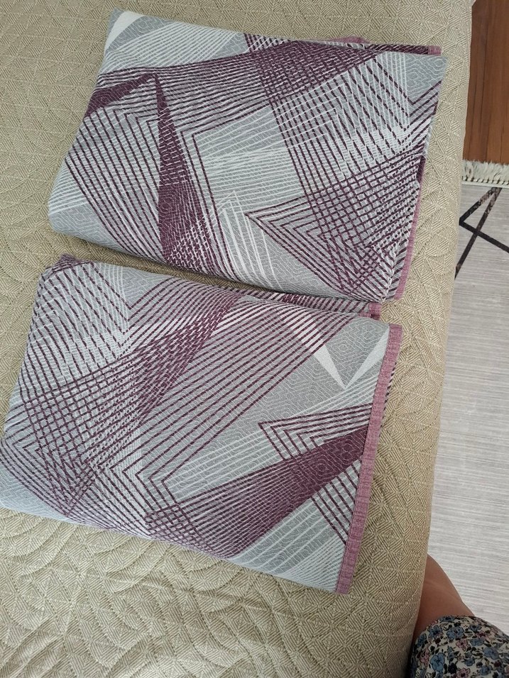 Soyut Desenli Mor Gri Dekoratif pike - Görsel 2