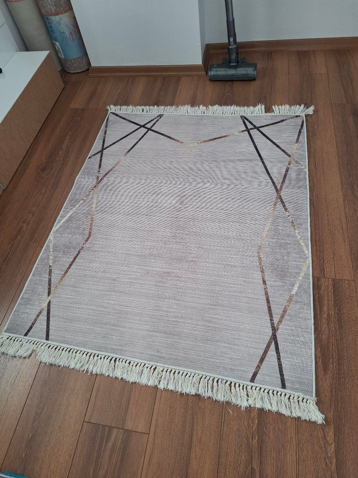 Kahverengi Gri İşlemeli Çağdaş Halı - Görsel 2