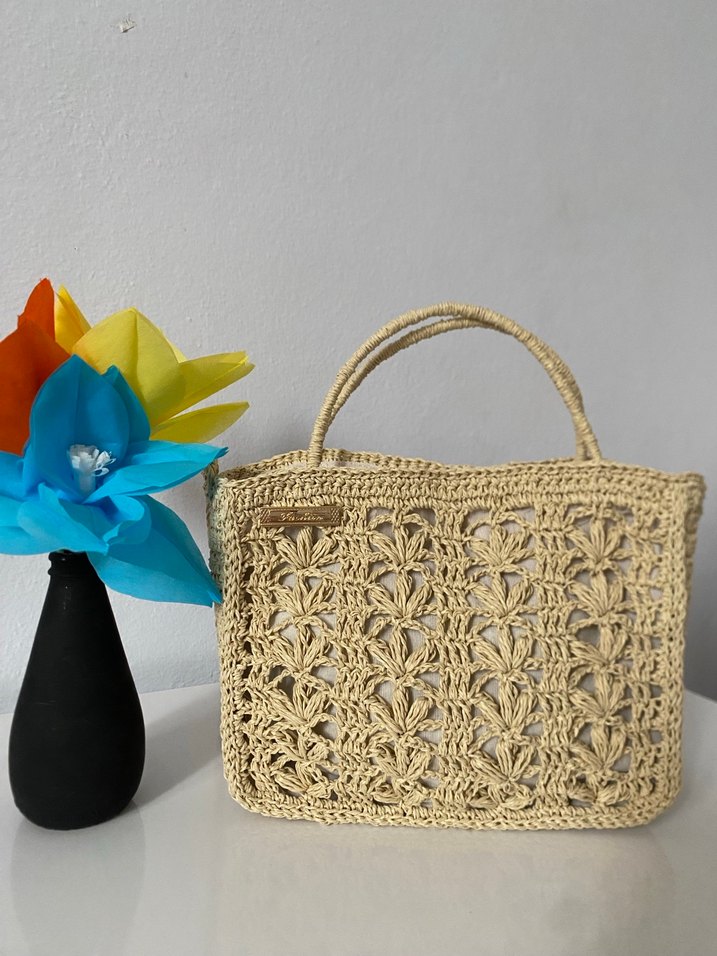 Bej Örgü Dantel Detaylı Bohem Kadın Çanta - Görsel 3