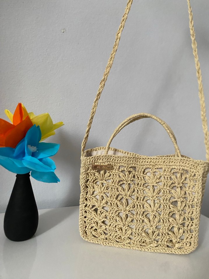 Bej Örgü Dantel Detaylı Bohem Kadın Çanta - Görsel 4