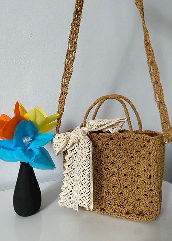 Dantel Detaylı Bohem Örgü Kadın Çanta - Görsel 2