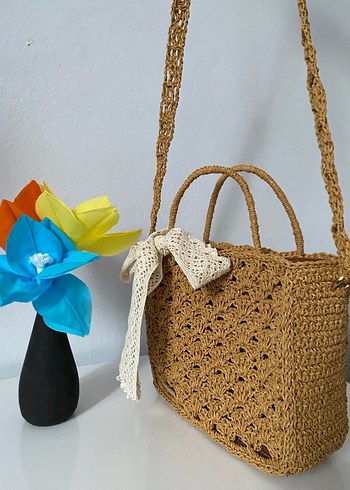 Dantel Detaylı Bohem Örgü Kadın Çanta - Görsel 4