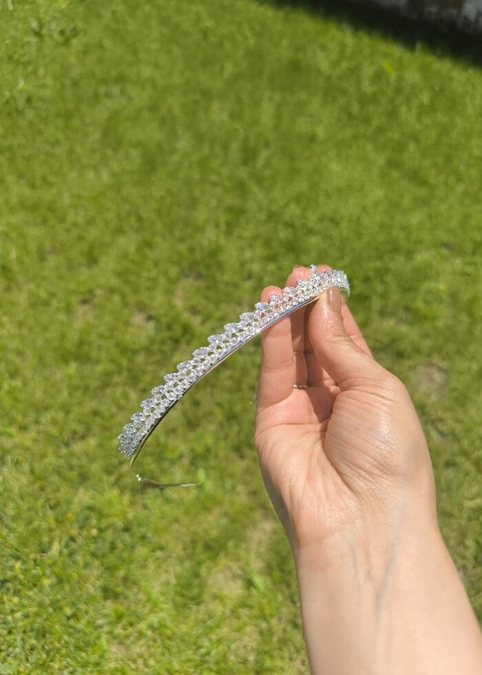 Zirkon taşlı gelin tacı nikah tacı nişan tacı  - Görsel 2