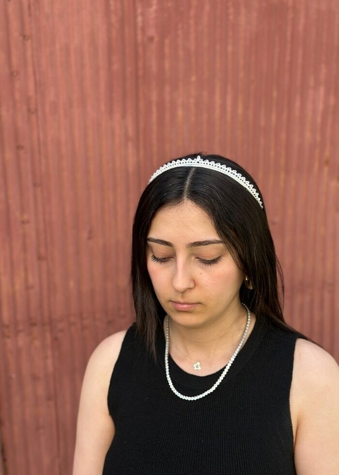 Zirkon taşlı gelin tacı nikah tacı nişan tacı  - Görsel 3