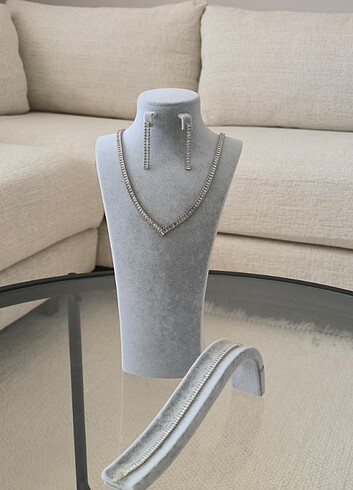 Premium zirkon taşlı baget su yolu set