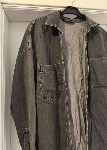 Gri Düğmeli Kadın Denim Ceket - Görsel 2