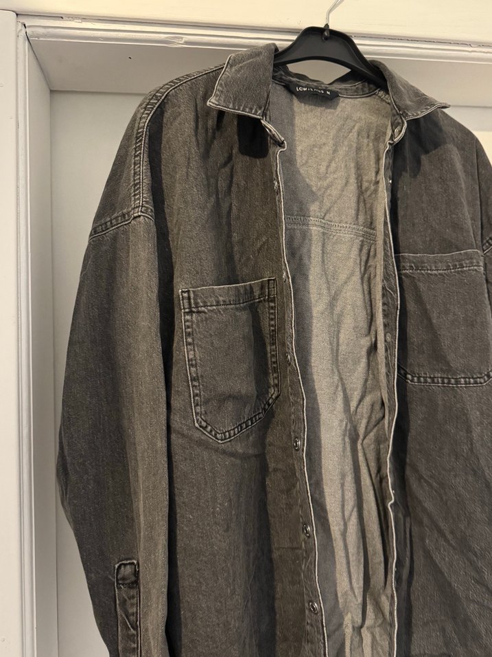 Gri Düğmeli Kadın Denim Ceket - Görsel 2