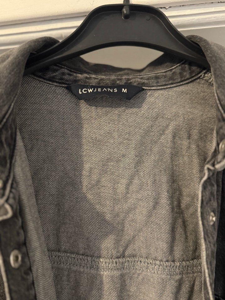 Gri Düğmeli Kadın Denim Ceket - Görsel 5