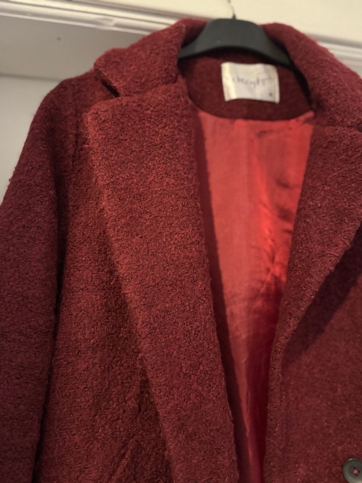 Bordo Kadın Uzun Kaban - Görsel 2