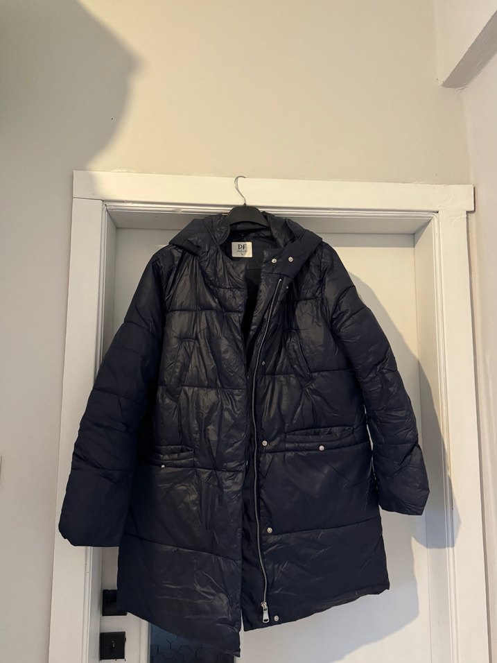 DF Kadın Gri Midi Kışlık Fermuarlı Mont - Görsel 2