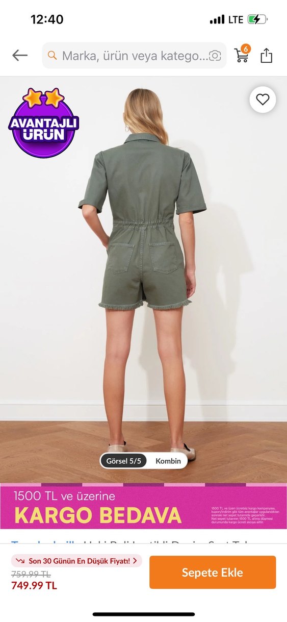 Kadın Kamuflaj Desenli Kısa Tulum - Görsel 2