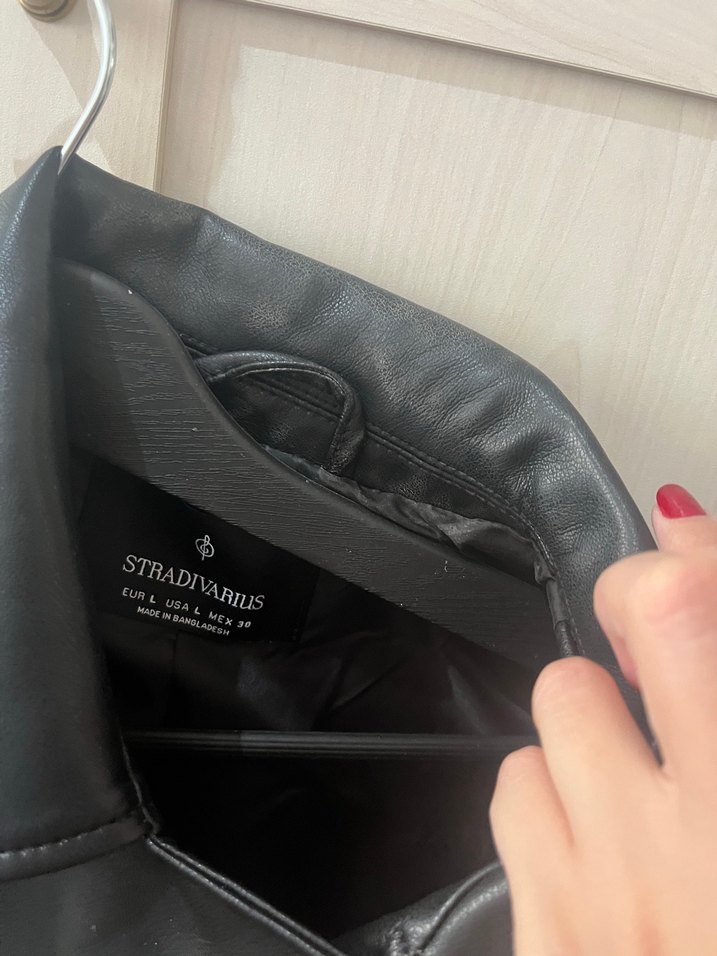 Kemerli Siyah Deri Biker Ceket - Görsel 5