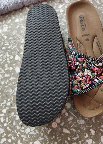 Renkli Boncuk detaylı mantar taban Kadın Terlik - Görsel 2