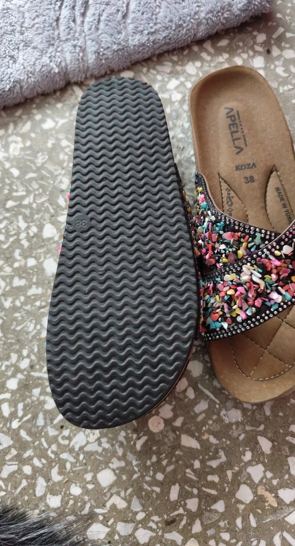 Renkli Boncuk detaylı mantar taban Kadın Terlik - Görsel 2