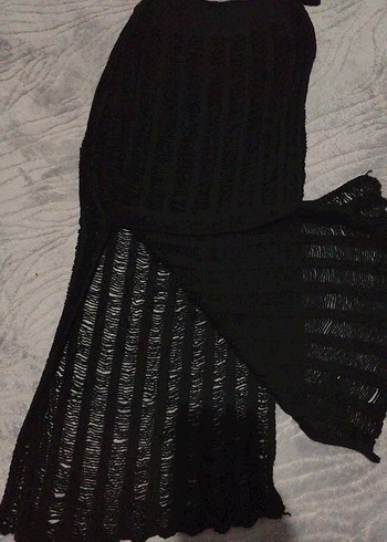 Siyah Örgü Kadın Uzun Etek - Görsel 4