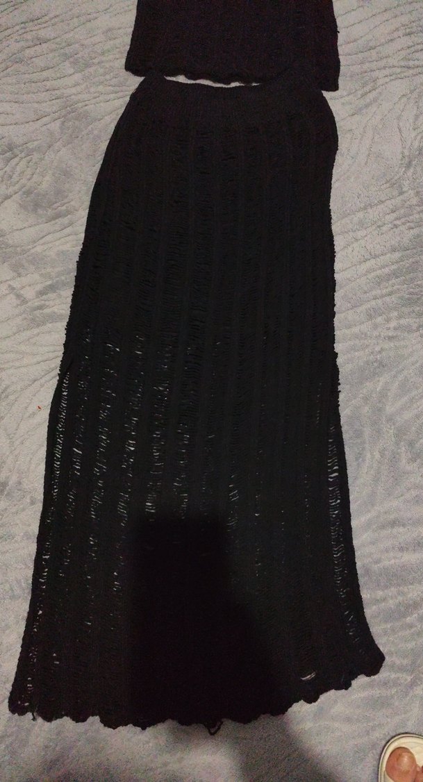 Siyah Örgü Kadın Uzun Etek - Görsel 2