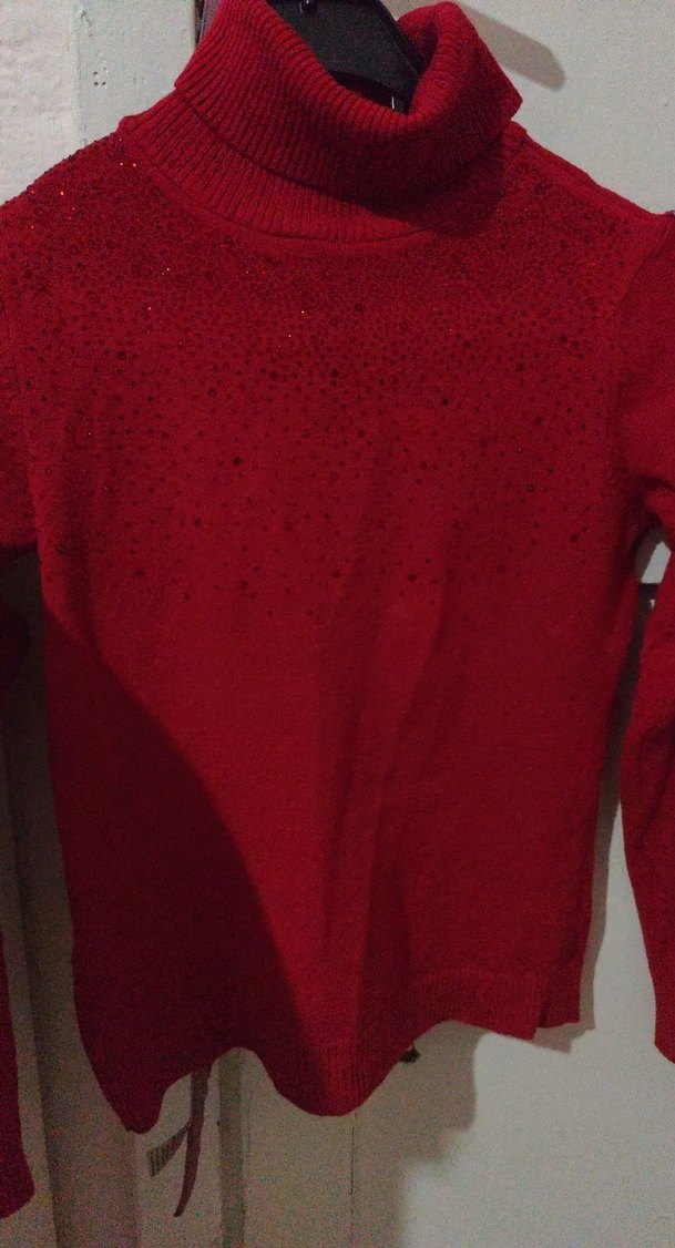 Kırmızı Kadın Triko Kazak, Yuvarlak Yaka, İnce Kesim - Görsel 2