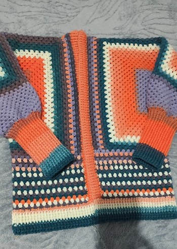 Renkli Örgü Bohem Hırka - Görsel 7