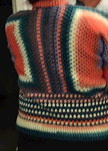 Renkli Örgü Bohem Hırka - Görsel 6