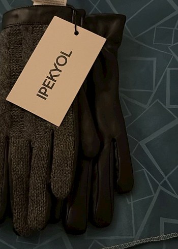 Örgü Gri Yün Kadın Eldiveni - Görsel 2