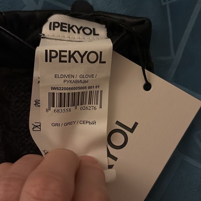 Örgü Gri Yün Kadın Eldiveni - Görsel 3