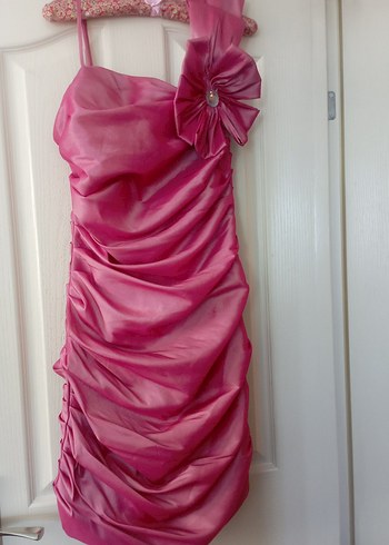 Pembe Drapeli Midi vintage Abiye Elbise 38