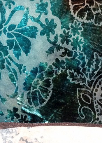 Kadife tül Kadın Çok Renkli Bohem Yüksek Yakalı Bluz,S beden - Görsel 6