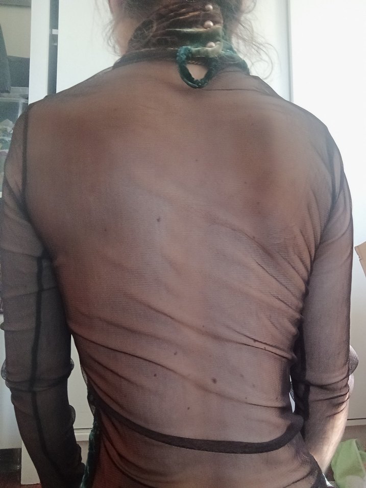 Kadife tül Kadın Çok Renkli Bohem Yüksek Yakalı Bluz,S beden - Görsel 4