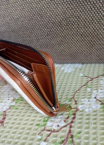 Fermuarlı pufudik Kadın Cüzdanı, Kahverengi Detaylı - Görsel 4