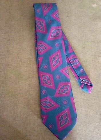 Kravat vintage, eskilerden, yeşil pembe renk