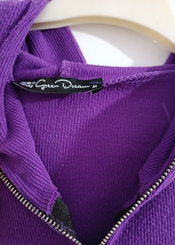 m Beden Mor Fermuarlı Kadın Sweatshirt