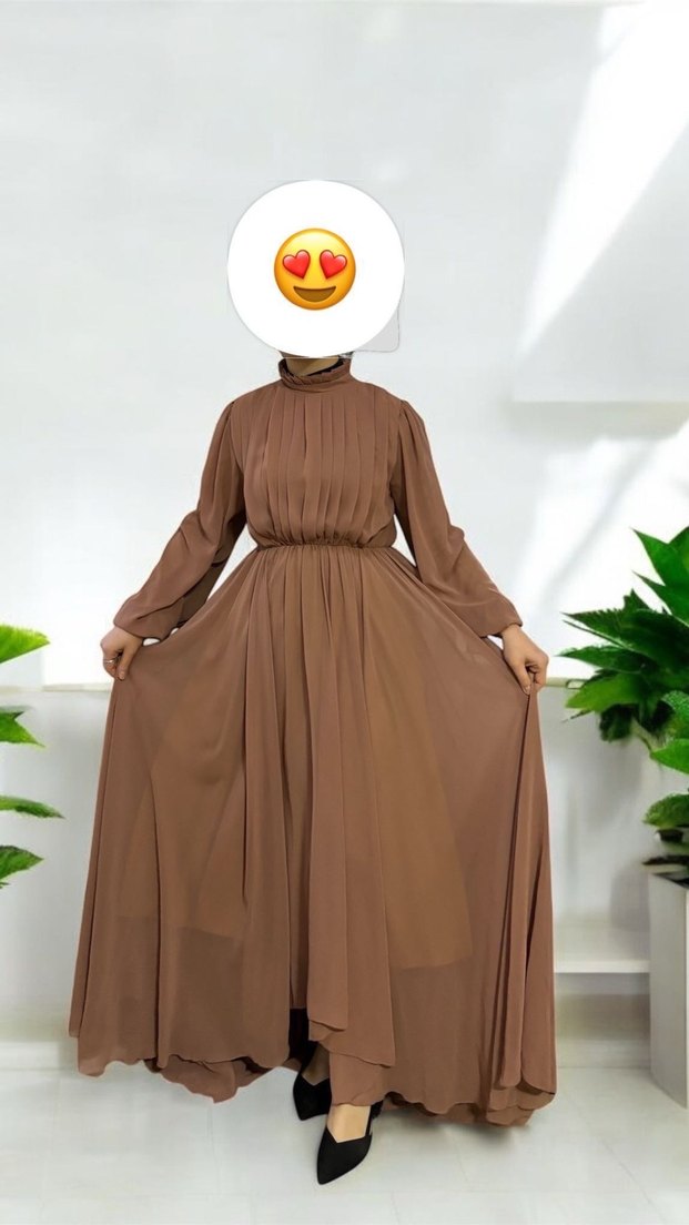 Şifon Uzun Kuyruklu Elbise - Görsel 3