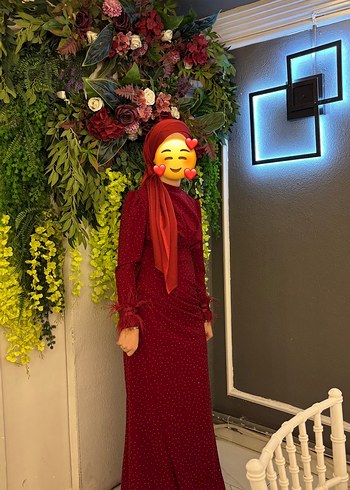 Bordo Drapeli Uzun Abiye Elbise - Görsel 4