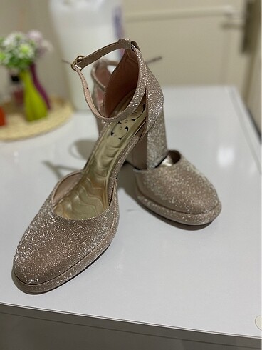 Abiye Simli rosegold ayakkabım