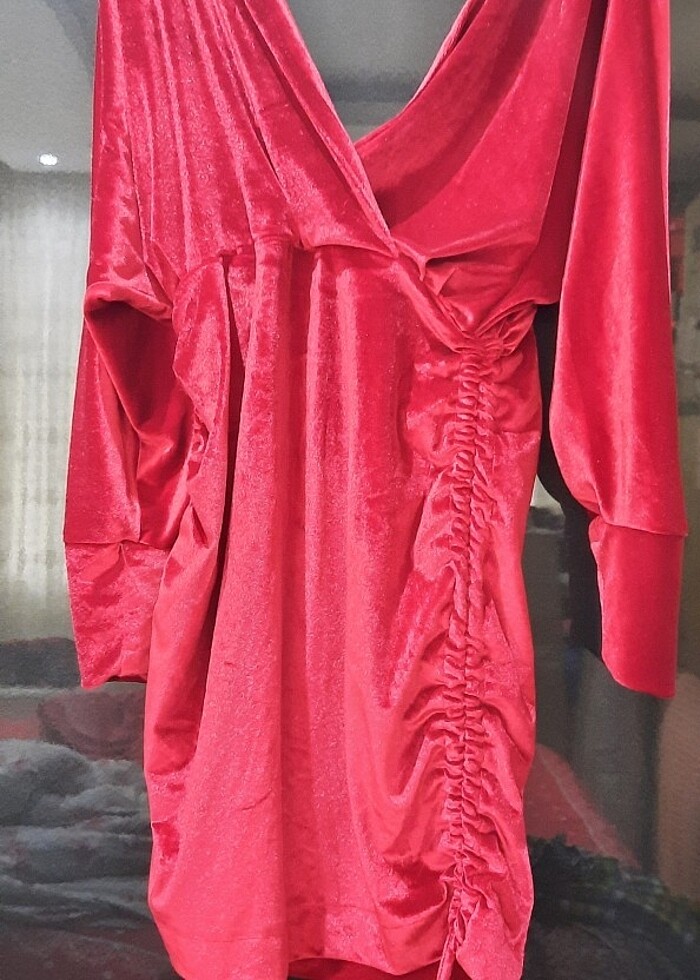 KRAVEZE ELBİSE KADIFE - Görsel 3