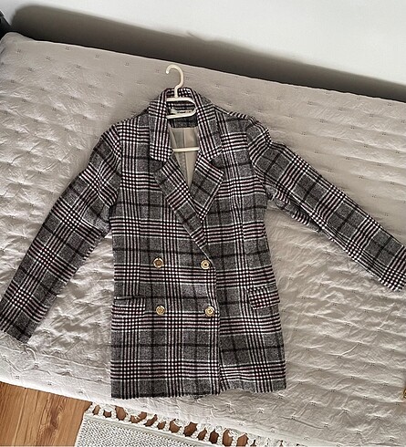 Zara , H&M model ekose kaşe blazer ceket