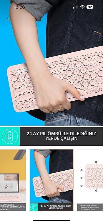 Logitech K380 kablosuz klavye
