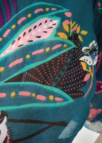 42 Beden turkuaz Renk Penti bağlamalı Kimono Pareo