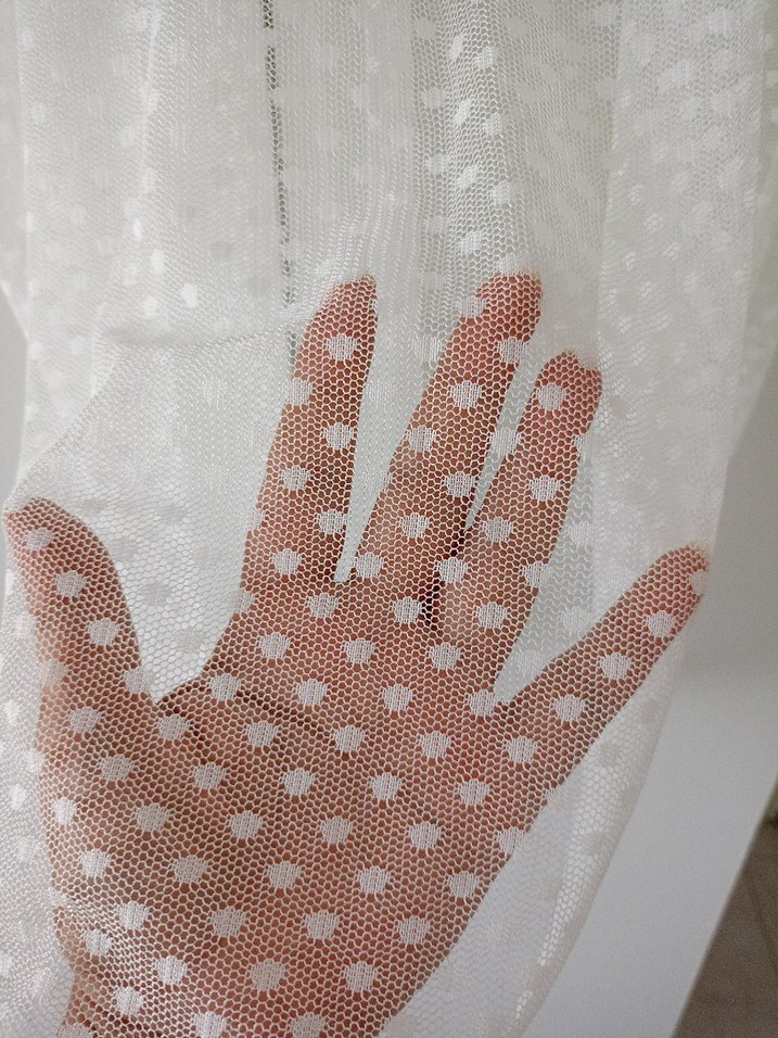 Beyaz V Yakalı tül pareo - Görsel 2