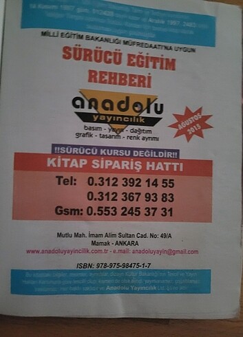 Sürücü kursu sınavı için çalışma kitabı