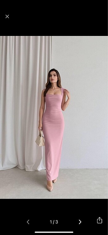 Pembe elbise uzun