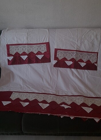 Yatak örtüsü set dantel işleme ceyizlik ürün 
