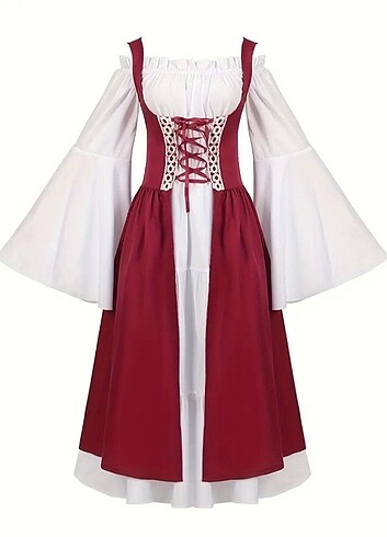 Dantel Elbise, Vintage Flare Kollu A-line (S-M-L-Xl-XXL)