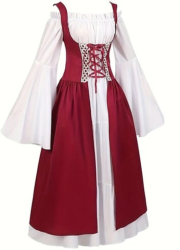 Koton Dantel Elbise, Vintage Flare Kollu A-line (S-M-L-Xl-XXL)